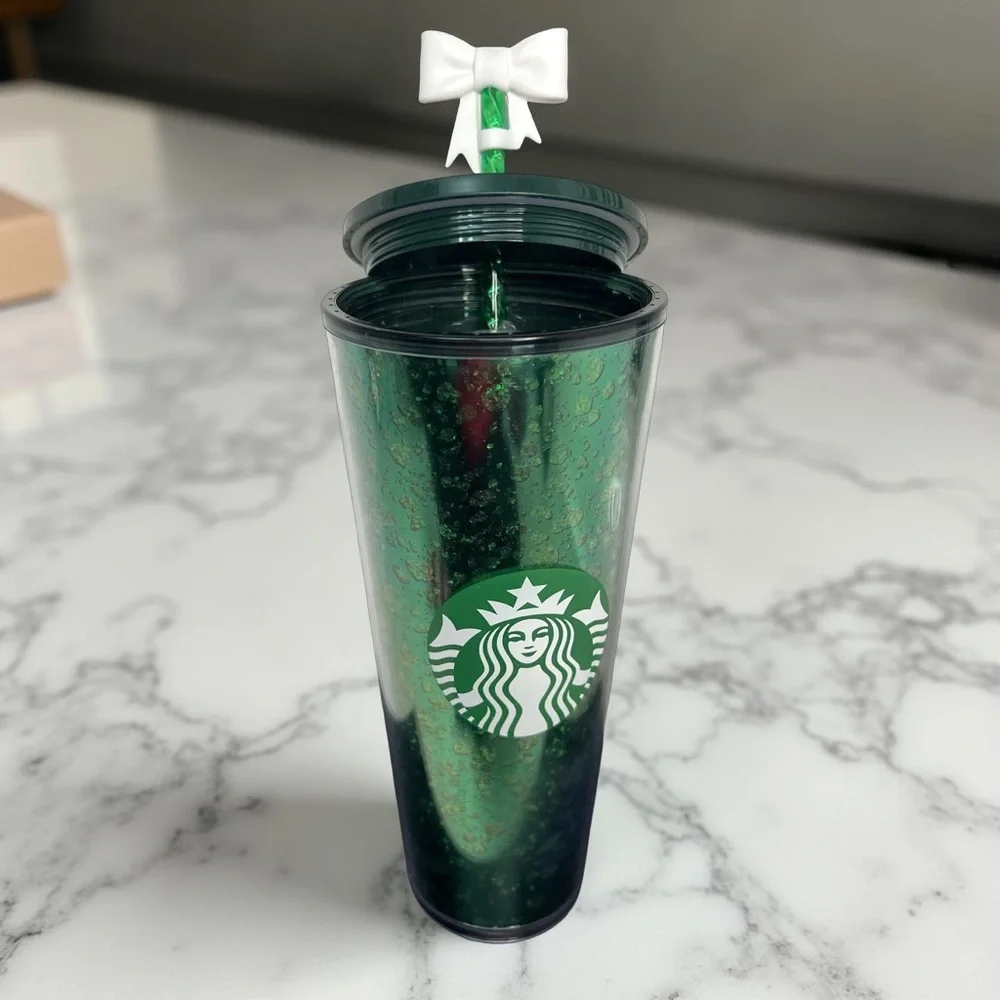 Starbucks 2019 Holiday Season Mercury Glitter Green Venti Tumbler 24 OZ
